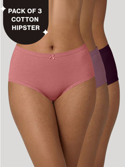 Nykd by Nykaa - Cotton Hipster Panty with Inner Elastic-NYP100 PO3 Withered Rose Wistful Mauve Potent Purple
