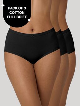 Nykd by Nykaa - High Rise Cotton Full Brief Panty with Inner Elastic-NYP104 PO3 All Black