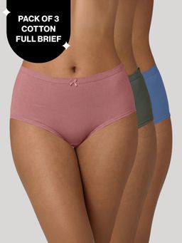 Nykd by Nykaa - High Rise Cotton Full Brief Panty with Inner Elastic-NYP104 PO3 W Rose Green Sky Blue
