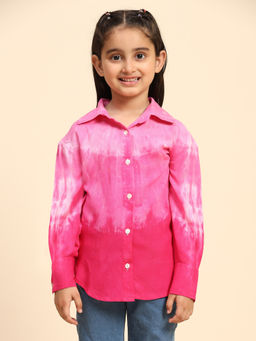 Maaesa - Girls Pink Rayon Ombre Dyed Shirt