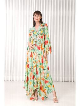 MANDIRA WIRK - Dahlia Bouquet Printed High Low Dress