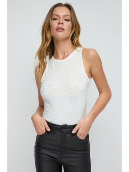 No Matter What - White Overall Embellished Bodysuit