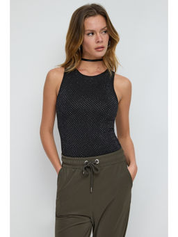 No Matter What - Black Overall Embellished Bodysuit