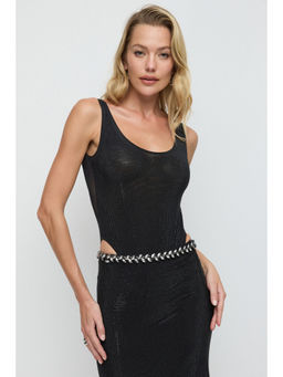No Matter What - Black Bedazzled Sleeveless Scoop Neck Bodysuit