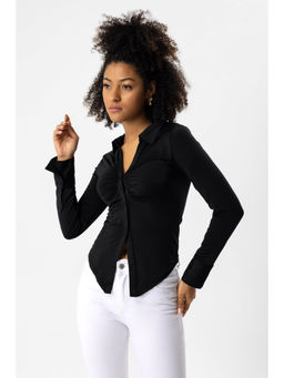 No Matter What - Black Classic Collared Fitted Shirt