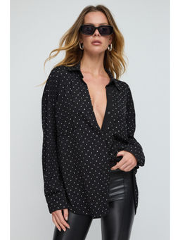 No Matter What - Black Oversized Blouse Shirt