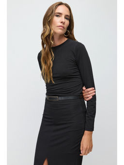 No Matter What - Black Criss Cross Back Detailed Long Sleeve Top