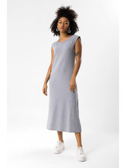No Matter What - Grey Side Slitted Midi Dress