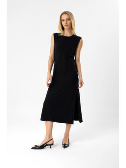 No Matter What - Black Side Slitted Midi Dress