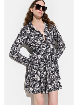 No Matter What - Black Shirt Flared Mini Dress with Belt (Set of 2)