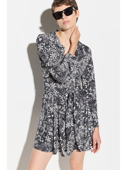 No Matter What - Black Flared Shirt Style Midi Dress with Belt (Set of 2)