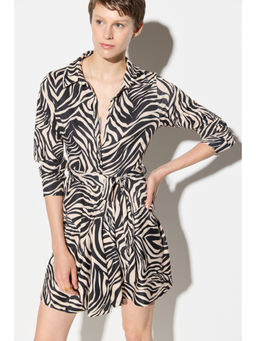 No Matter What - Beige Flared Shirt Style Midi Dress with Belt (Set of 2)