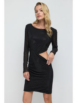 No Matter What - Black Stone Cut Out Detailing Dress