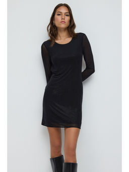 No Matter What - Black Shiny Stone Covered Tulle Dress