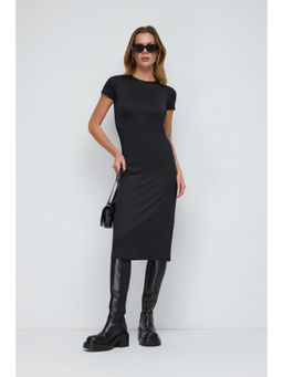No Matter What - Black Basic Bodycon Midi Dress