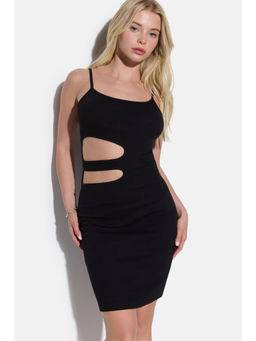 No Matter What - Black Strappy Cut-Out Detailing Dress
