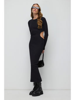 No Matter What - Black Cutout Midi Dress