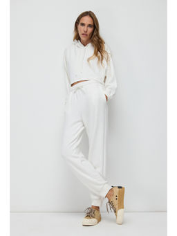 No Matter What - White Soft Elastic Waist Joggers