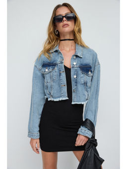 No Matter What - Blue Crop Denim Jacket
