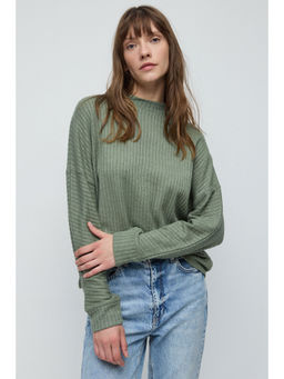 No Matter What - Green Long Sleeve Velvet Embossed Sweater