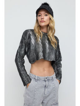 No Matter What - Grey Boxy Fit Crop Sweater