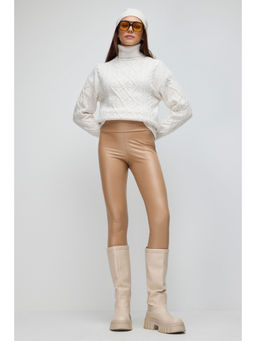 No Matter What - Beige Faux Pu Leggings