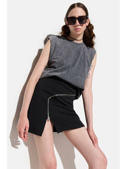 No Matter What - Black Zipper Detailing Mini Skirt