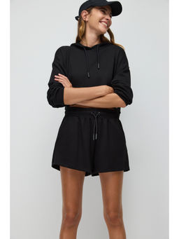 No Matter What - Black Soft Solid Drawstrings Shorts