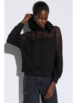 No Matter What - Black Tulle Detailed Sweatshirt