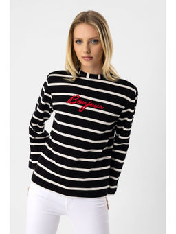 No Matter What - Black Striped Front Sweatshirt