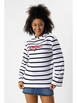No Matter What - White Striped Front Sweatshirt