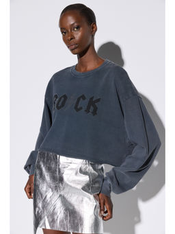 No Matter What - Blue Rock Crop Boxy Sweatshirt