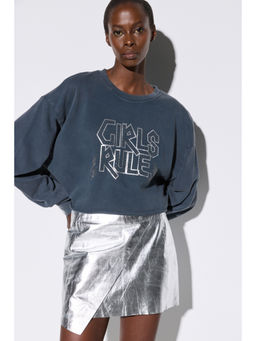 No Matter What - Blue Girls Rule Crop Boxy Sweatshirt