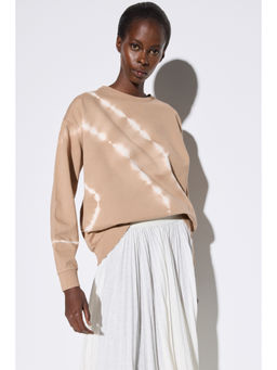 No Matter What - Beige Tie & Dye Oversized Sweatshirt