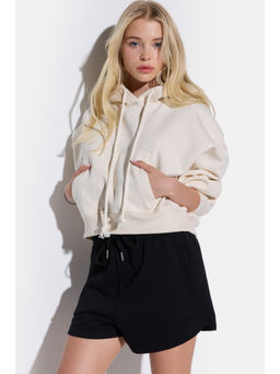 No Matter What - Cream Oversize Crop Hoodie