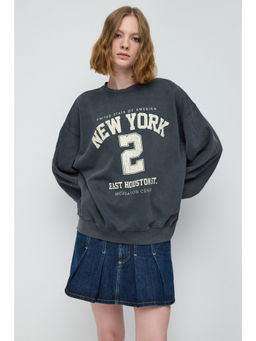 No Matter What - Grey Crew Neck Faded Oversized Sweatshirt