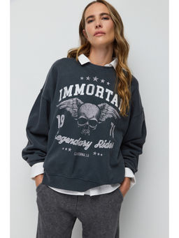 No Matter What - Grey Faded Oversized Sweatshirt