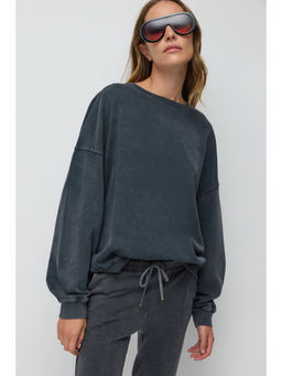 No Matter What - Dark Grey Crewneck Oversized Faded Sweatshirt