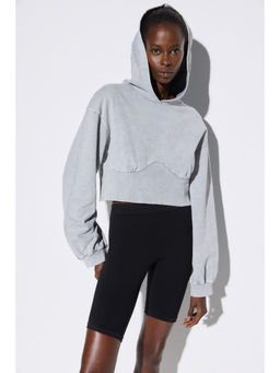 No Matter What - Grey Crop Hooded Sweatshirt