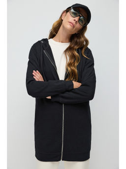 No Matter What - Black Longline Zipper Hoodie