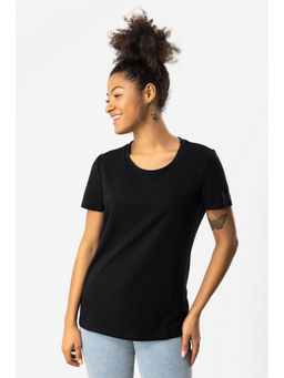 No Matter What - Black Round Neck Basic T-Shirt