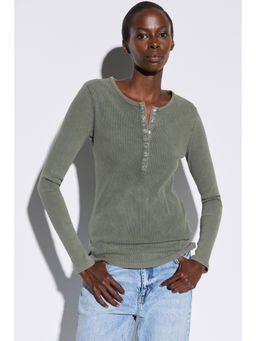 No Matter What - Green Snap Button Detailing T-Shirt