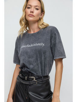 No Matter What - Grey Typography Regular Fit T-Shirt