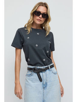 No Matter What - Grey Star Embellished T-Shirt