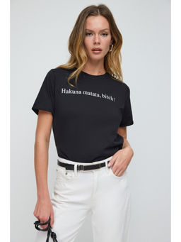No Matter What - Black Hakuna Matata Slogan Basic T-Shirt