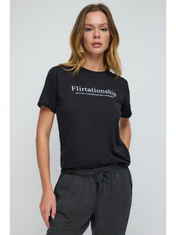 No Matter What - Black Flirtationship Slogan Basic T-Shirt