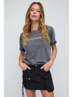 No Matter What - Grey Cest La Vie Slogan Crew Neck Basic T-Shirt