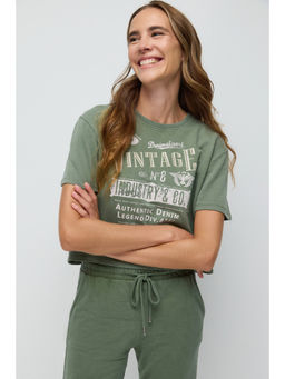 No Matter What - Green Short Sleeve Typography Regular Fit T-Shirt