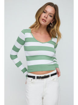No Matter What - Green Striped T-Shirt