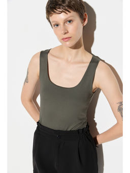 No Matter What - Olive Scoop Neck Strapped Tank Top